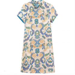 slim retro print dress