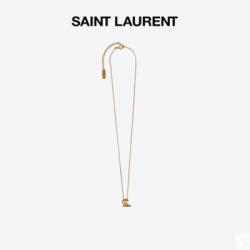 YSL/ Ms Saint Laurent gold letter twist pendant metal necklace