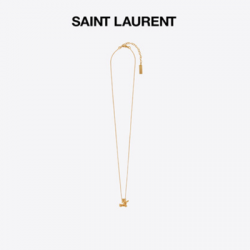 YSL/ Ms Saint Laurent gold letter twist pendant metal necklace